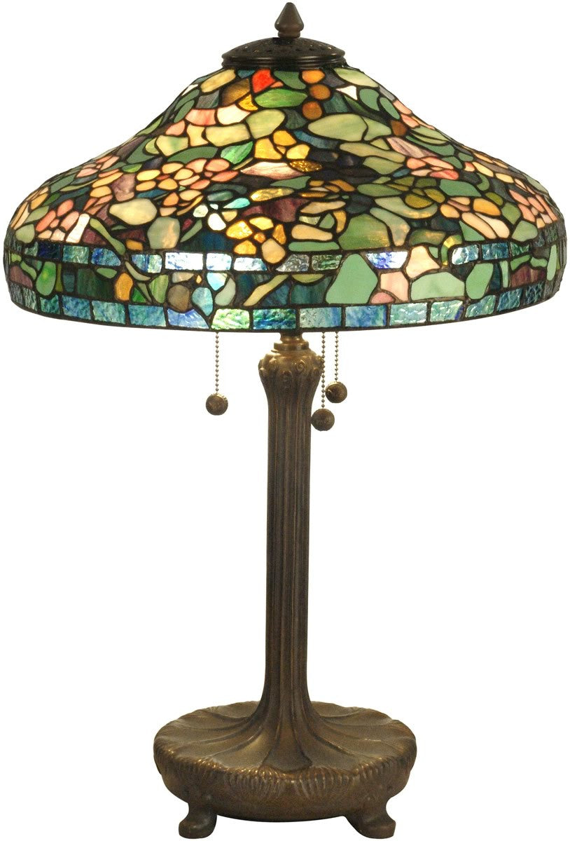 Dale Tiffany 3-Light Tiffany Table Lamp Antique Verde TT90428