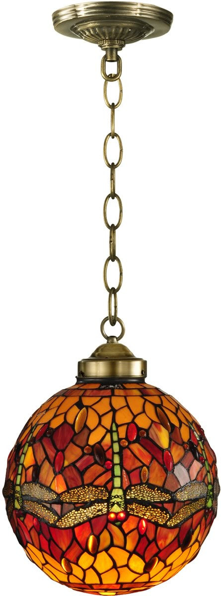 Dale Tiffany Reves Dragonfly 1-Light Pendant Antique Brass TH12271