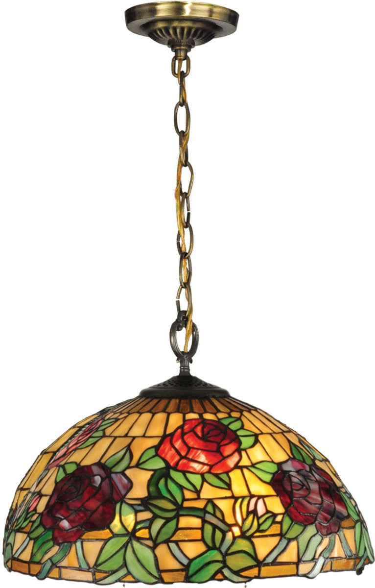 Dale Tiffany Rosewood 1-Light Pendant Antique Brass TH13112