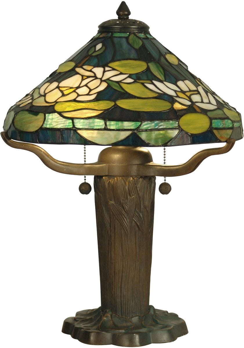 Dale Tiffany 2-Light Tiffany Table Lamp Dark Antique Bronze Verde Green TT10032