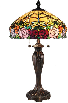 27"H Zenia Rose Tiffany Table Lamp Antique Bronze