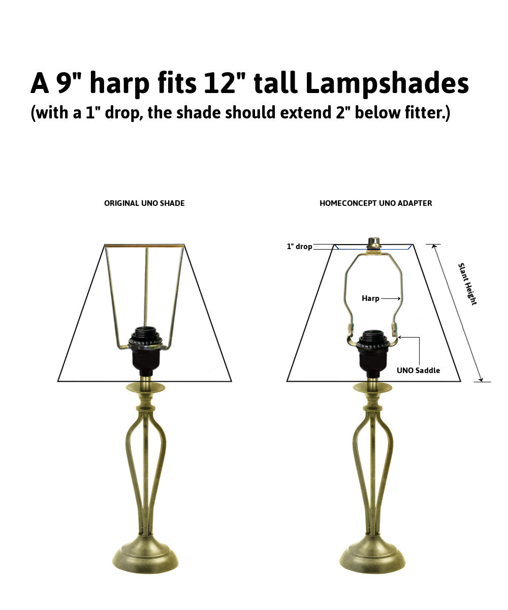 9"H SLIP UNO Adapter Converts your Lampshade to fit on SLIP UNO Lamp Base