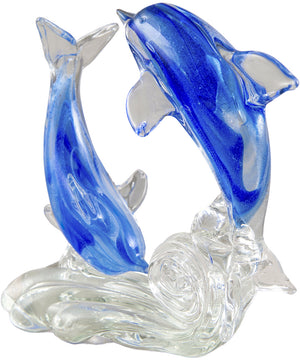 Pacific Dolphins Handcrafted Art Glass Sculpture