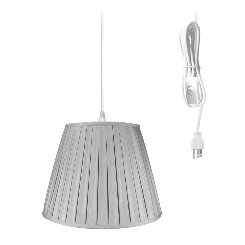 18"W 1-Light Plug-In Swag Pendant Lamp Gray