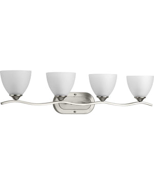 Laird 4-Light Etched Glass Traditional Bath Vanity Light Brushed Nickel
