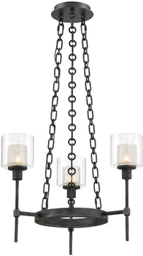 19"W Cazadero 3-Light Chandelier Weathered Pewter