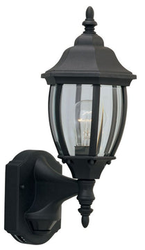 16"H Motion Detection Outdoor Security Wall Lantern Black