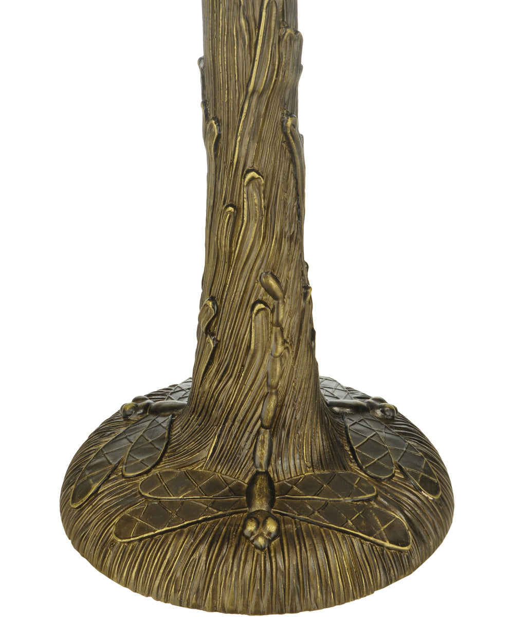23"H Dragonfly Flower  2-Light Tiffany Table Lamp Mahogany Bronze