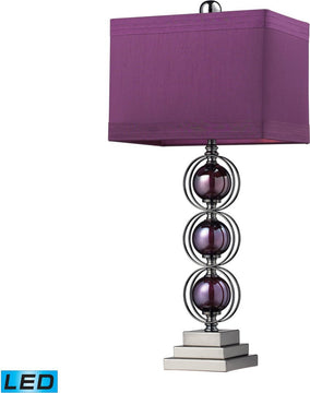 27"H Alva 1-Light LED Table Lamp Purple / Black Nickle