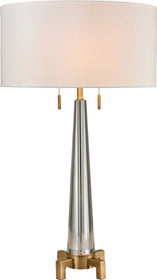 30"H Bedford 2-Light Table Lamp Clear Glass/Aged Brass
