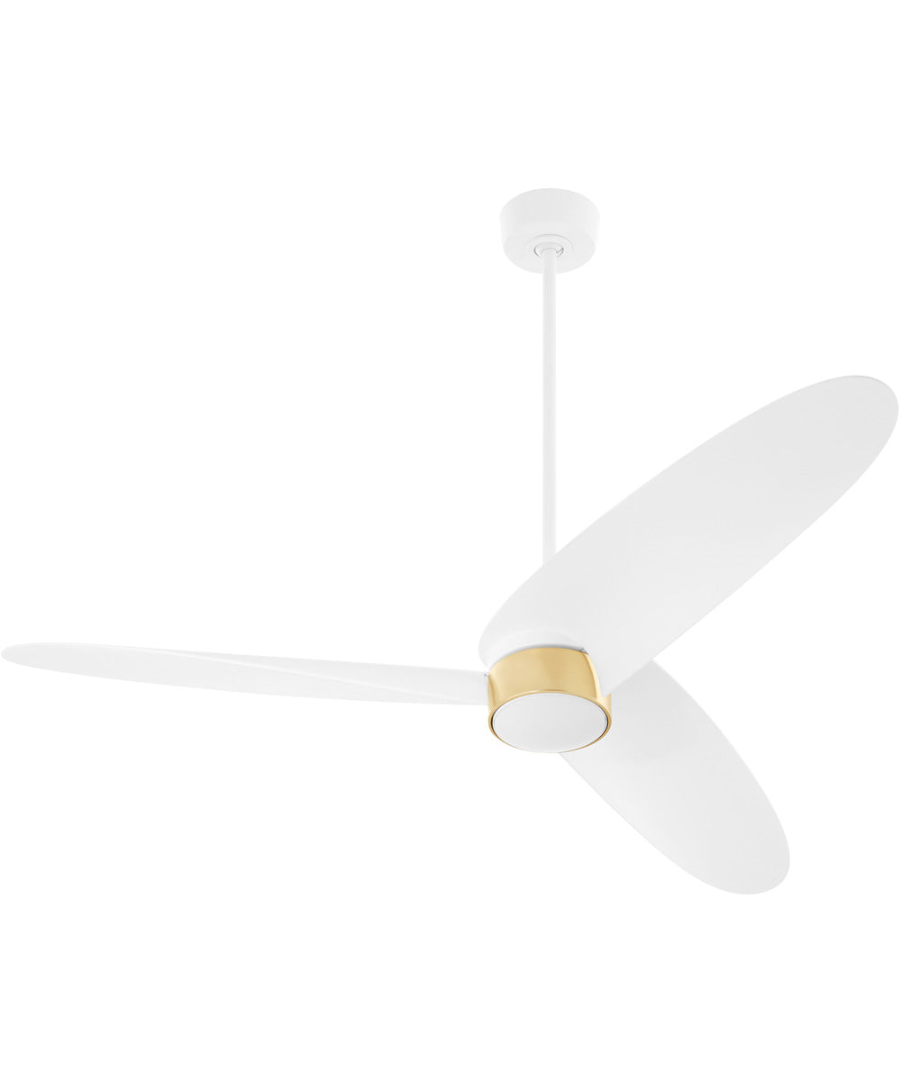 6" Brisa 1-light LED Patio Ceiling Fan Studio White w/ Aged Brass