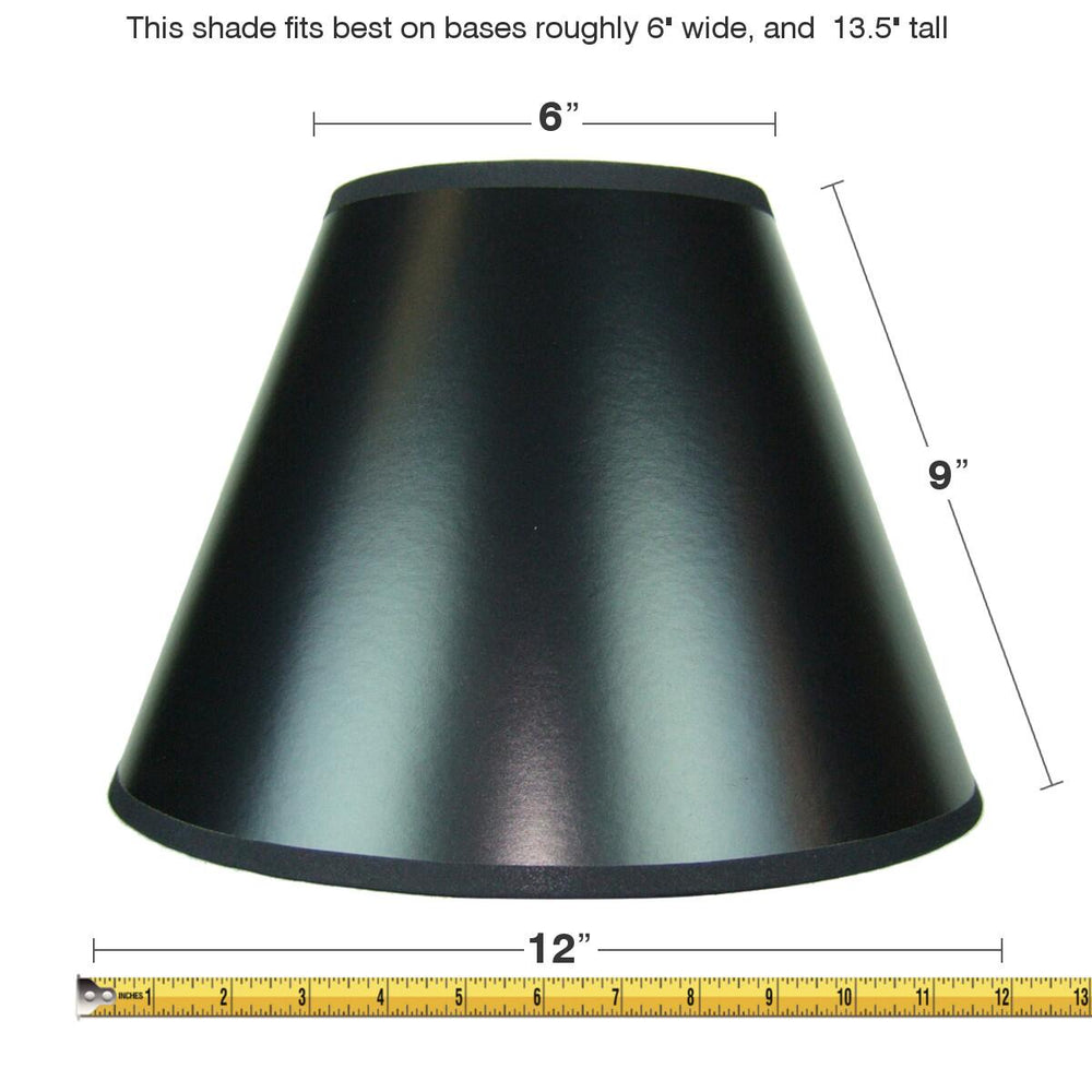 12"W x 9"H Black Empire Hardback Lampshade with Gold Liner
