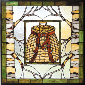 25"H Pack Basket Stained Glass Window