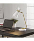 22"H 1-Light Desk Lamp Marble and Metal in Gold and White Marble with a Metal Shade