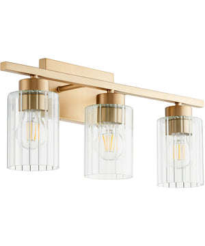 Ladin 3-light Bath Vanity Light Aged Brass w/ Clear Glass