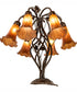18" High Amber Tiffany Pond Lily 6 Light Table Lamp