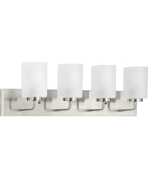 Merry 4-Light Etched Glass Transitional Style Bath Vanity Wall Light Brushed Nickel