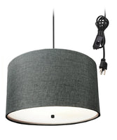 18"W 2 Light Swag Plug-In Pendant Granite Gray with Diffuser Black Cord