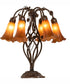 18" High Amber Tiffany Pond Lily 6 Light Table Lamp