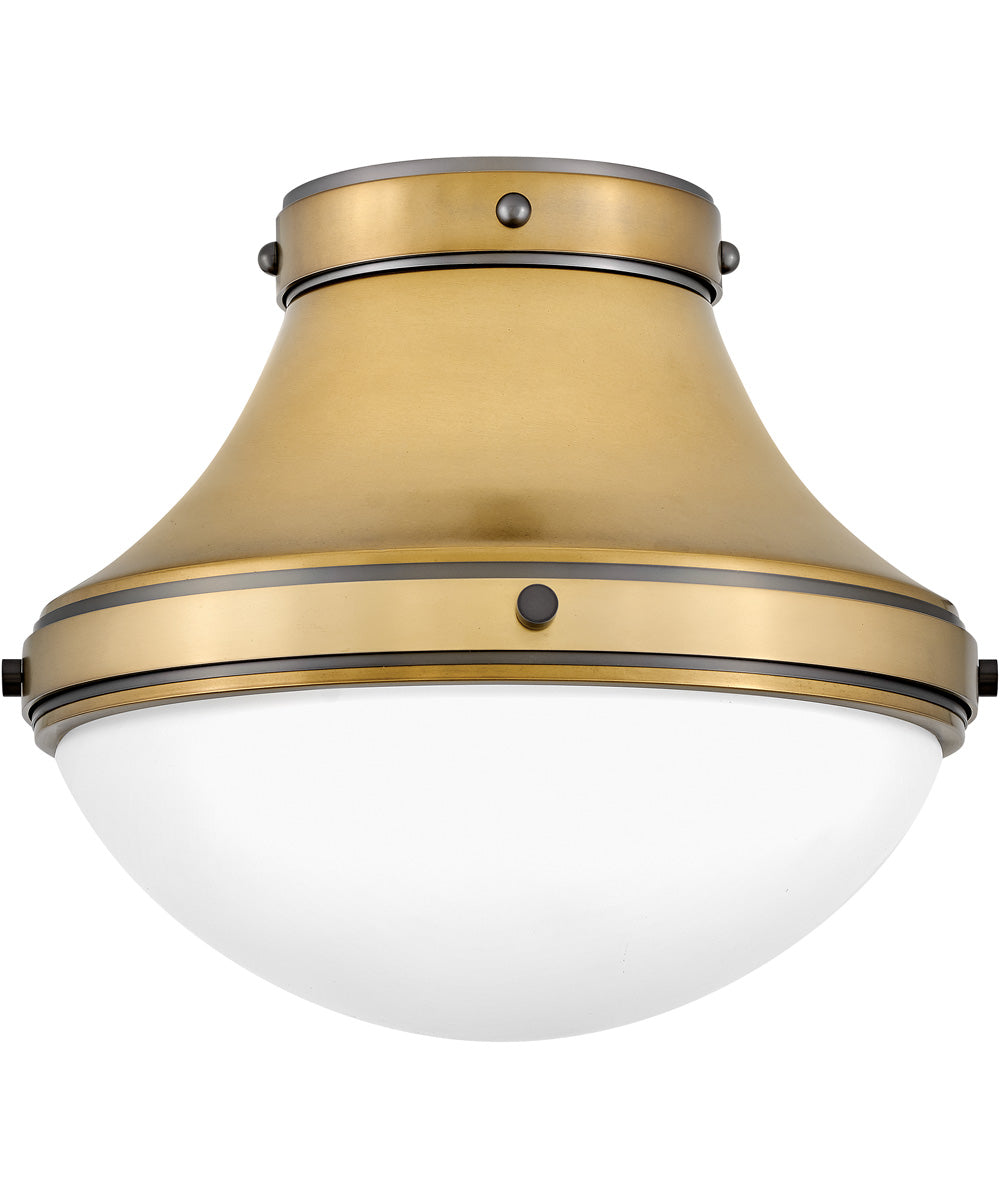 Oliver 1-Light Small Flush Mount in Heritage Brass