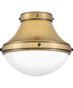 Oliver 1-Light Small Flush Mount in Heritage Brass
