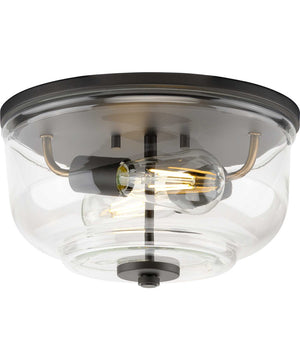 Rushton 2-Light Clear Glass Industrial Style Flush Mount Ceiling Light Graphite