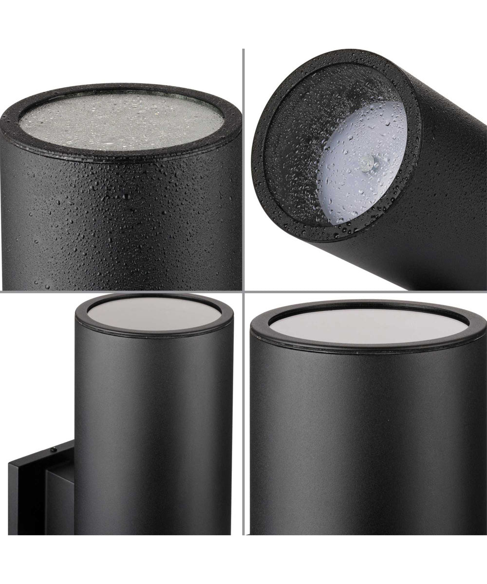 6" LED Outdoor Up/Down Modern Wall Cylinder with  Glass Top Lense Black