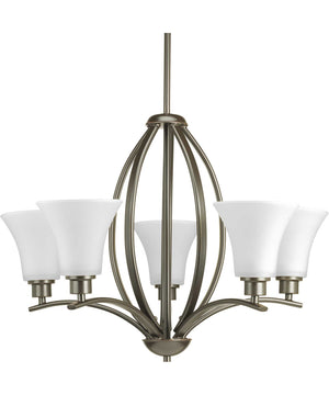 Joy 5-Light Etched White Glass Traditional Chandelier Light Antique Bronze