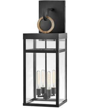Porter 4-Light Double Extra Large LED Outdoor Wall Mount Lantern in Black