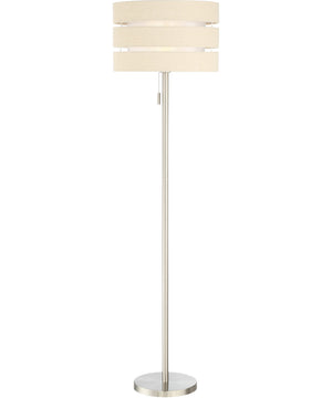 Falan 1-Light Floor Lamp Brushed Nickel/Linen Shade