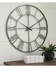 Paquita Wall Clock Antique Silver