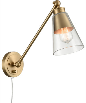 Albany 1-Light Plug In Swing Arm Sconce - Brushed Gold, 6"W