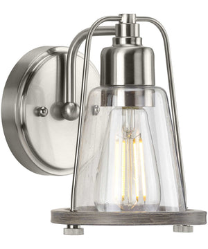 Conway 1-Light Clear Seeded Farmhouse Style Bath Vanity Wall Light Brushed Nickel