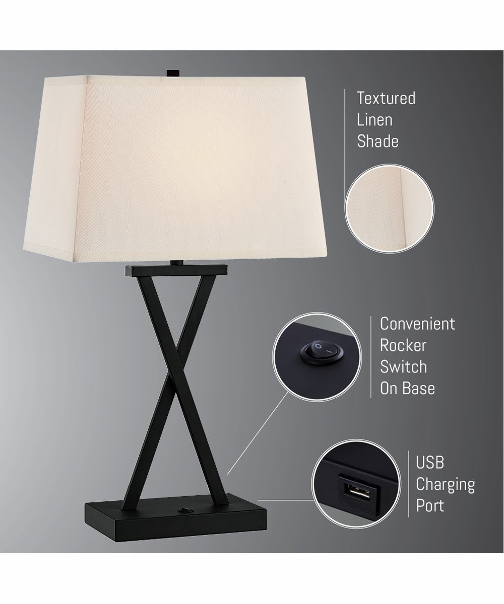 Maisie 2-Light 2 Pack-Table Lamp Black/Fabric Shade With Usb