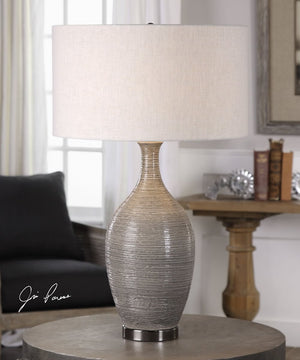 31"H Dinah Gray Textured Table Lamp