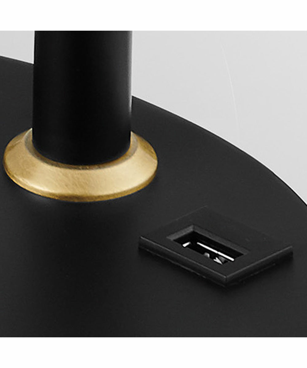 Tanko 1-Light Metal Table Lamp Antique Brass/Black With Usb Charging And Outlet
