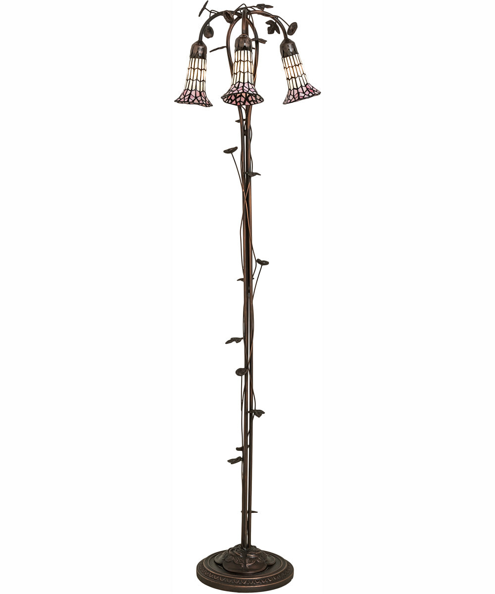 58" High Stained Glass Pond Lily 3 Light Floor Lamp