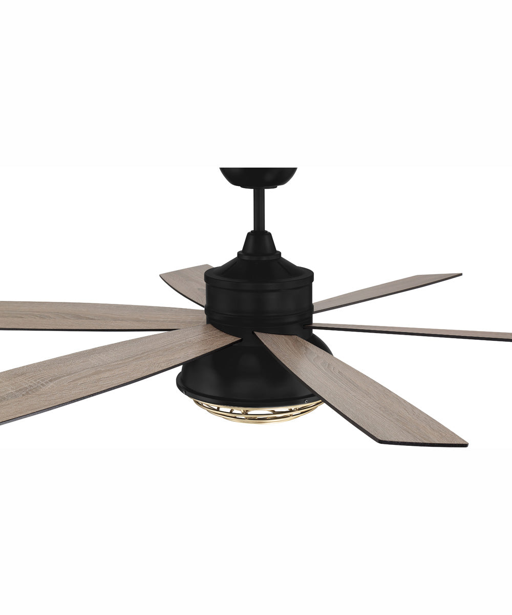 52" Rugged 2-Light Indoor/Outdoor Ceiling Fan Flat Black/Satin Brass