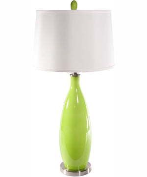 Gillespie 1-Light Table Lamp Ps/L.Green Glass Body/Fabric Shade