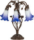 18" High Blue/White Pond Lily 6 Light Table Lamp