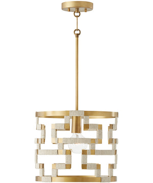 Hala 1-Light Pendant Bleached Natural Jute and Patinaed Brass