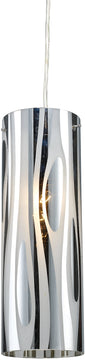 4"W Chromia 1-Light Pendant Polished Chrome with Gray/Silver Glass