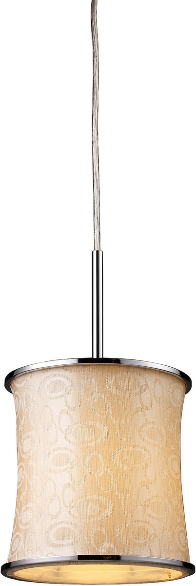 Elk Lighting Fabrique 1-Light Drum Pendant Polished Chrome with Retro Beige Shade 200241
