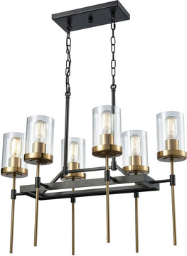 27"W North Haven 6-Light Chandelier Oil Rubbed Bronze/Satin Brass Accents