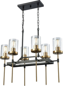27"W North Haven 6-Light Chandelier Oil Rubbed Bronze/Satin Brass Accents