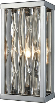 5"W Riverflow 1-Light Vanity Polished Chrome/Stacked River Stone Glass
