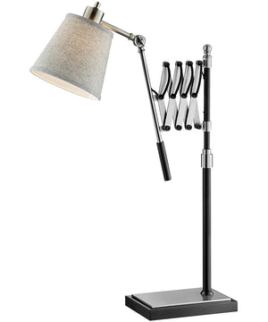 Caprilla 1-Light Extendable Table Lamp Brushed Nickel/Black/L.Grey Fabric Shade