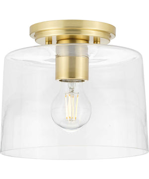 Adley  1-Light Clear Glass New Traditional Flush Mount Light Satin Brass
