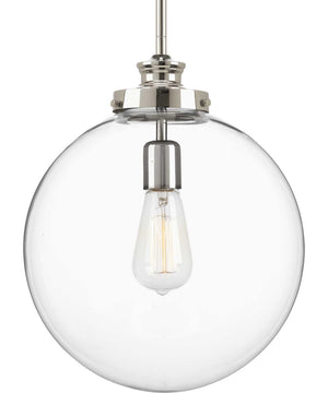 Penn 1-Light Clear Glass Farmhouse Pendant Light Polished Nickel