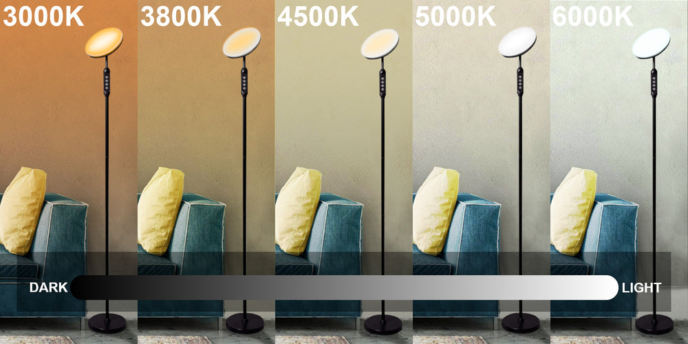 63"H LED Torchiere Floor Lamp (5 Color Settings) 2100 Lumens Dimmable Black Metal with Remote